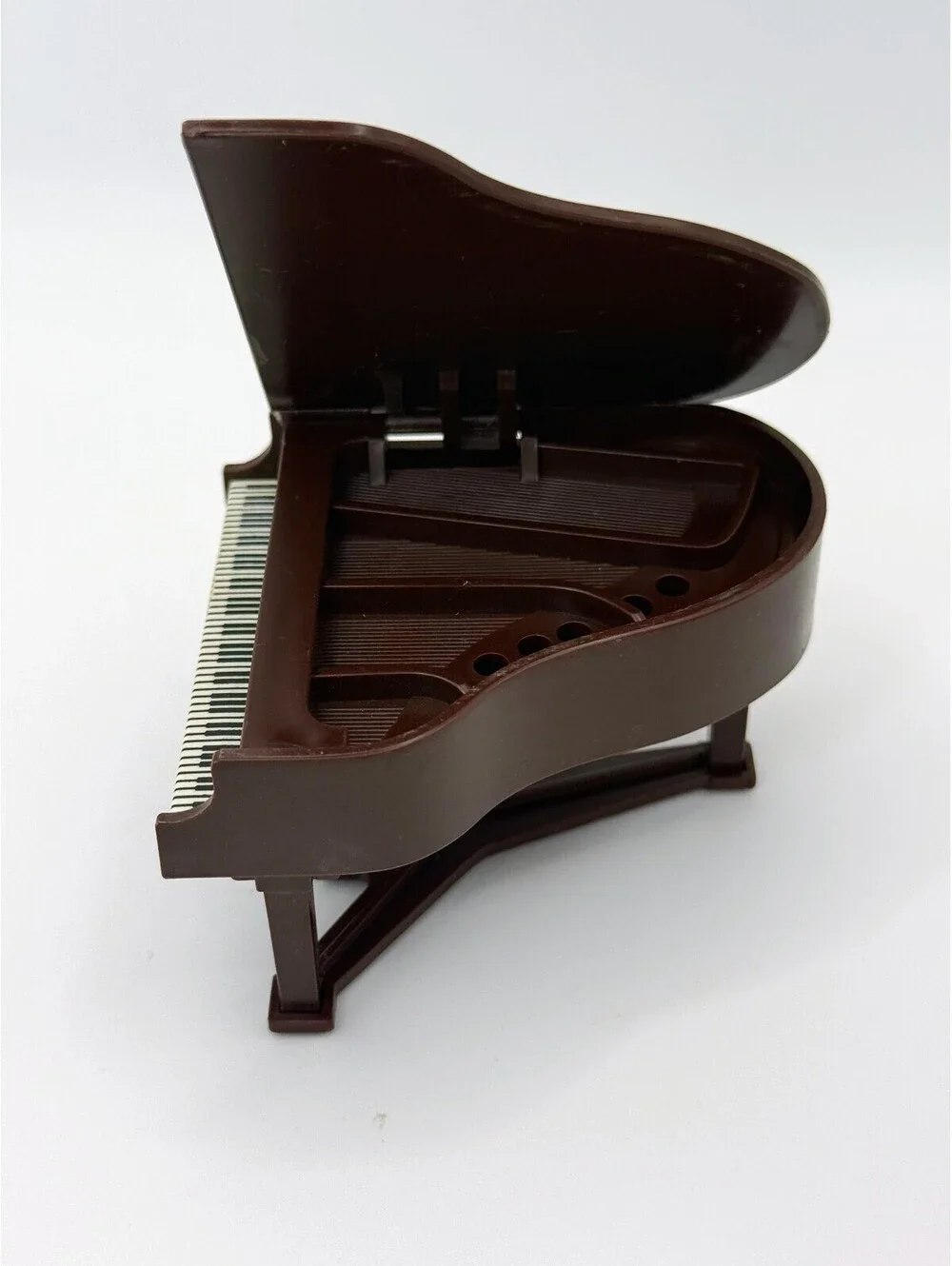 1:12 Scale Vintage Dollhouse Miniature Grand Piano Brown Plastic Hinged Lid
